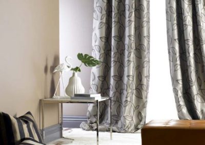 Maurice Kain grey leaf print curtains