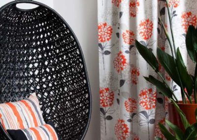 Maurice Kain orange floral curtains