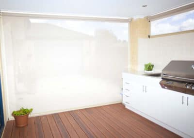 White Ziptrak blinds on deck