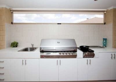 Ziptrak blinds above grill