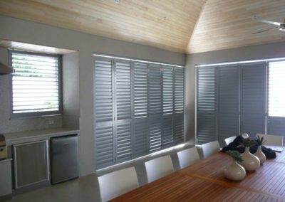 aluminium shutters in outdoor dining area