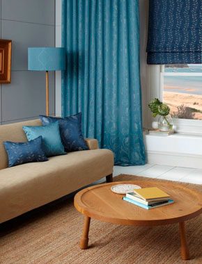 blue curtains
