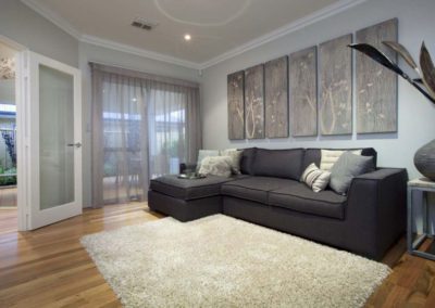 grey sheer curtains in living room