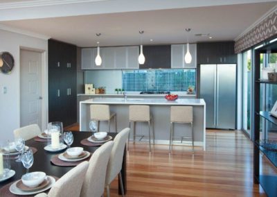 kitchen with padded pelmet