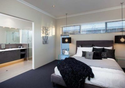 large bedroom with venetian shades