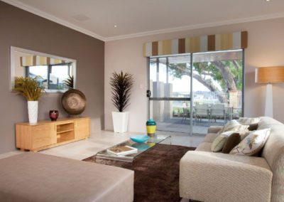 living room with pelmets