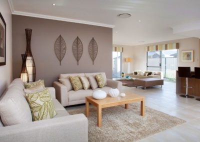 living room with yellow pelmets