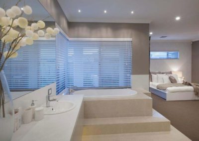 master bathroom with venetian blinds