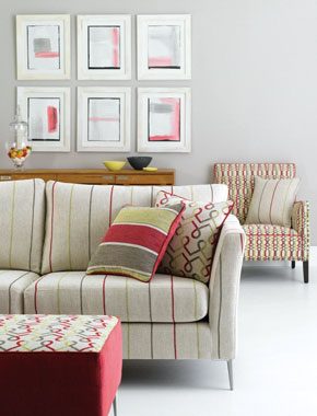 mixed print fabric chairs and couches