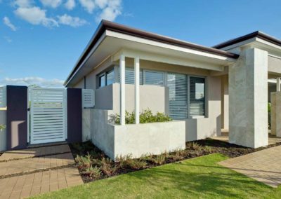new home with closed venetian blinds