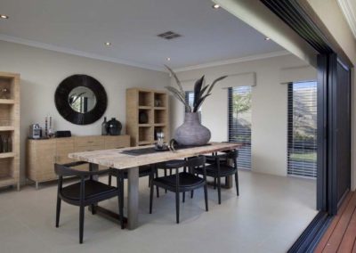 open home with white venetian blinds