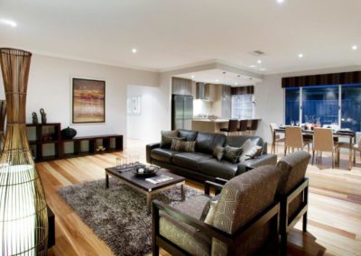 open plan home with pelmet