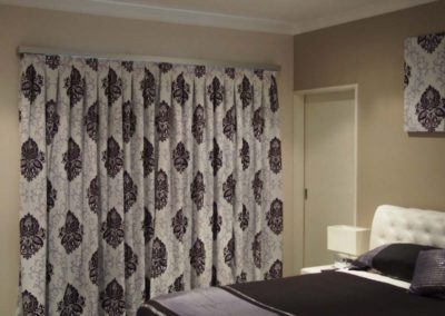 purple damask curtains