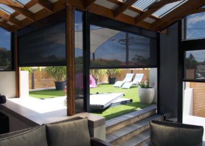 ziptrak blinds in backyard